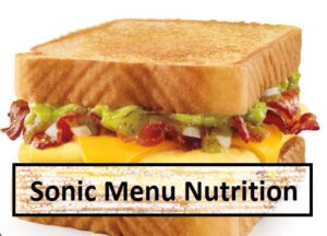 Sonic Menu Nutrition